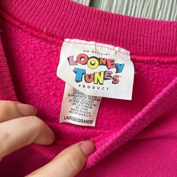 VTG 1995 Looney Tunes Tweety Sunflower Graphic Sweater USA L Sun Sportswear - Picture 4 of 9